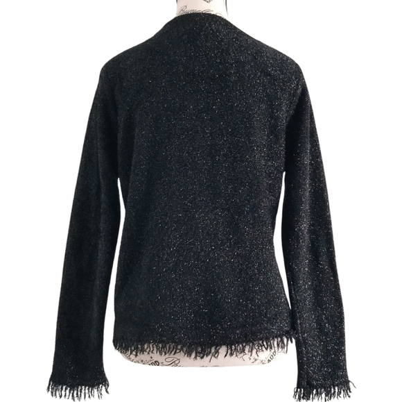 VINTAGE 90S GRAFFITI FRAYED HEM KNIT TOP — BLACK METALLIC - Picture 4 of 5